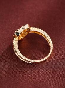 1 Đồng Thời Trang Đính Đá Cubic Zirconia Trang Trí Trái Tim Nhẫn Cho Nữ Cho Cuộc Sống Hàng Ngày Trang Sức Đồng - màu đen - Xem 3