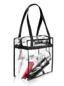 Clear Bag, Stadium Approved Clear Tote Bag With Zipper Waterproof Crossbody Messenger Shoulder Bag Adjustable Strap School Bag For Graduate, Teen Girls, Freshman, Sophomore, Junior & Senior In College, University & High School, Perfect For Outdoors ,Travel & Back To School ,Fashionable Transparent, Clear Waterproof Bag For Women, Perfect For Summer, Vacation & Beach, Waterproof, Sandproof Transparent Bag, Beach Sports Picnic Snacks Clear Purse For Women,Tready Clear Book Bag - Clear - View 2