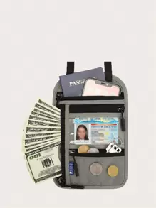 射頻識別阻塞拉鍊護照夾卡包 - 灰色 - 查看 1