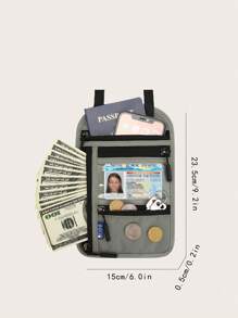 射頻識別阻塞拉鍊護照夾卡包 - 灰色 - 查看 5