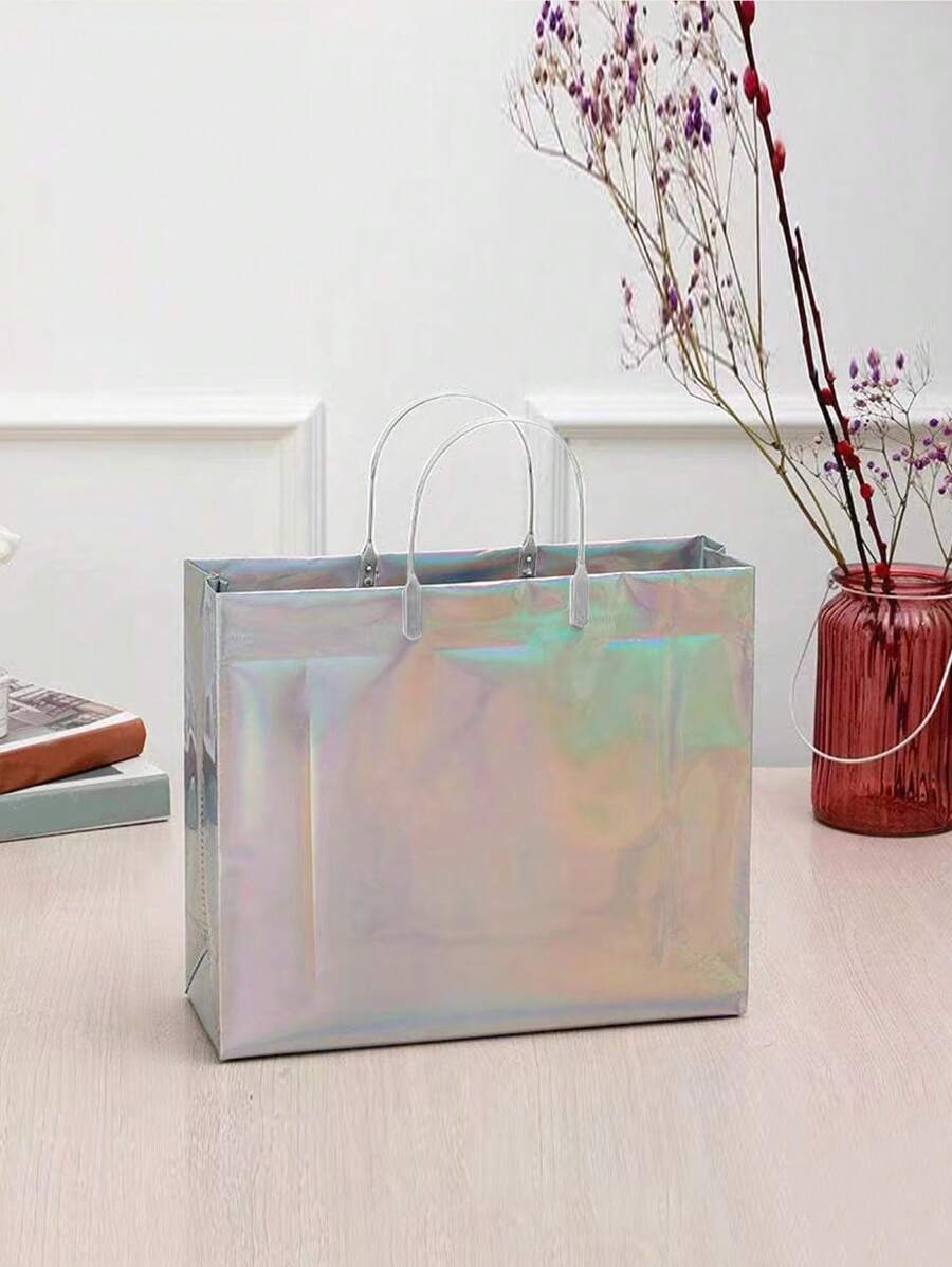Laser Tote Bag Double Handle - Silver - View 1