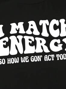 CovetEZ 夏季标语图案 T 恤 - 黑色 - 查看 6