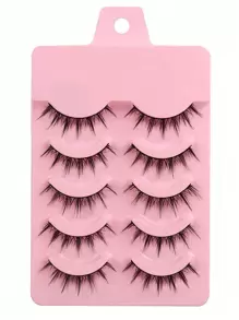 漫畫睫毛,5對漫畫睫毛Anime假睫毛角色扮演自然睫毛 - 黑色 - 查看 1