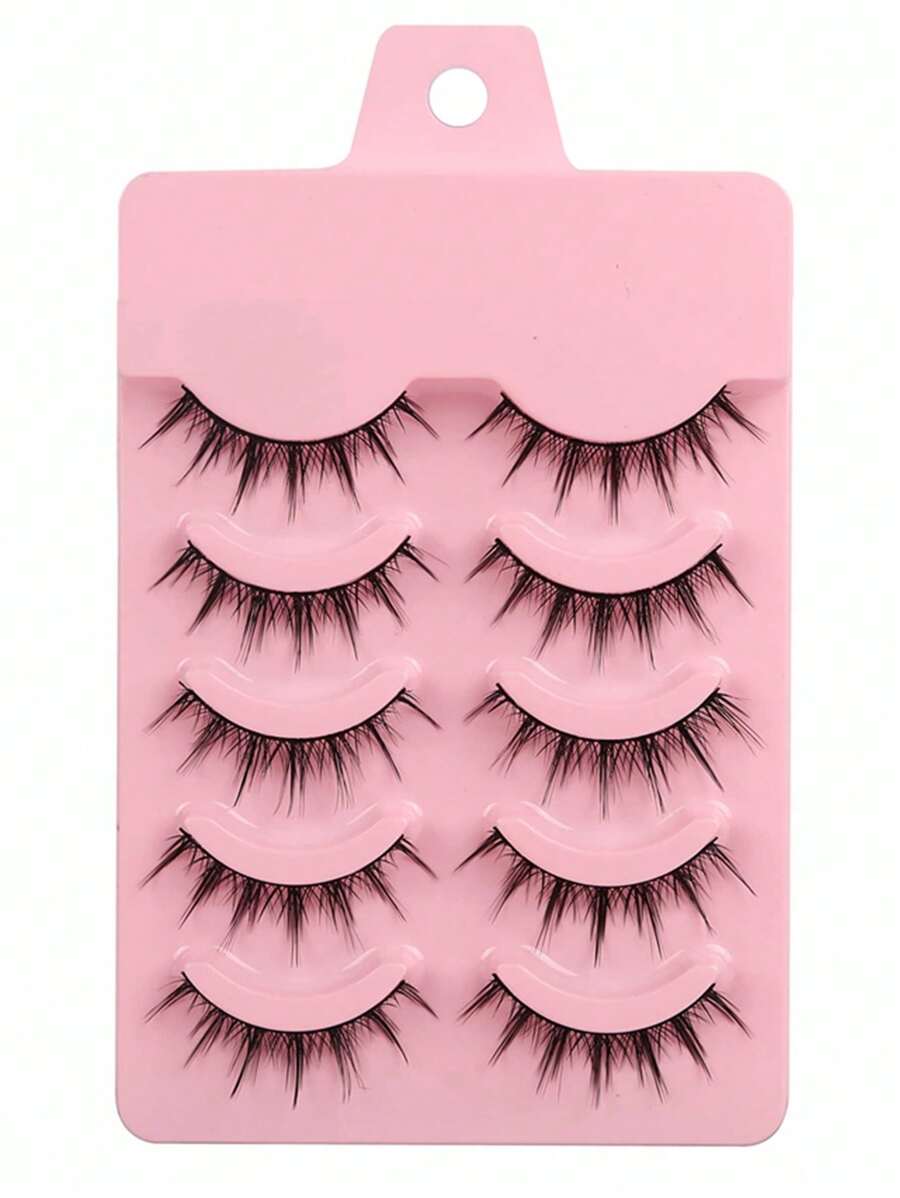 漫畫睫毛,5對漫畫睫毛Anime假睫毛角色扮演自然睫毛 - 黑色 - 查看 1