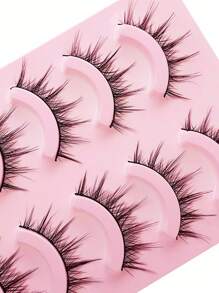 漫畫睫毛,5對漫畫睫毛Anime假睫毛角色扮演自然睫毛 - 黑色 - 查看 4