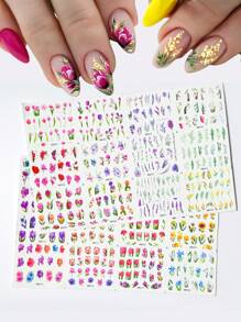 8 Chiếc Hoa Tulip Họa Tiết Móng Tay Nghệ Thuật Đề Can Nước DIY Móng Tay Quyến Rũ Móng Đá Quý Đồ Dùng Làm Móng - Nhiều màu - Xem 1