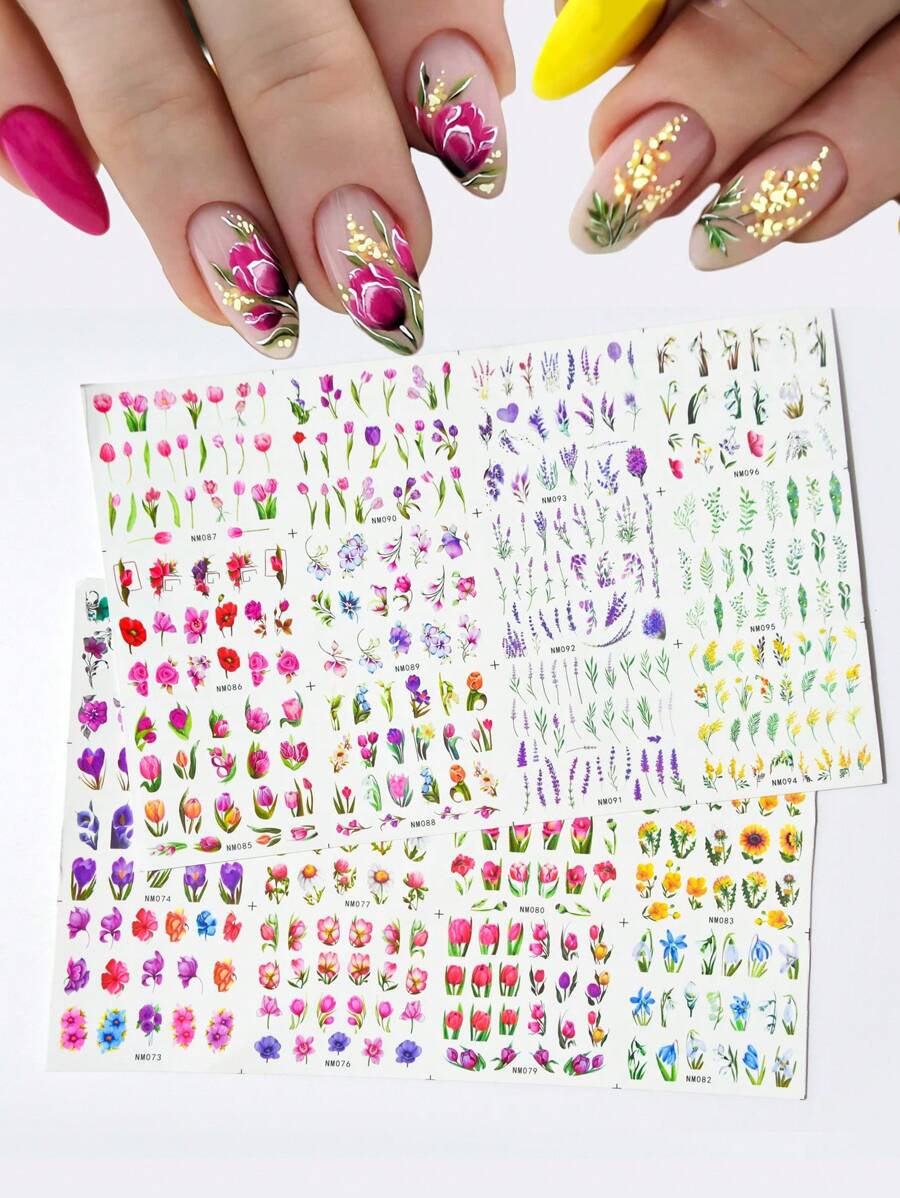 8 Chiếc Hoa Tulip Họa Tiết Móng Tay Nghệ Thuật Đề Can Nước DIY Móng Tay Quyến Rũ Móng Đá Quý Đồ Dùng Làm Móng - Nhiều màu - Xem 1