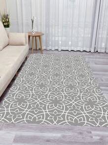 1 tấm thảm họa tiết hình học, thảm màu xám hiện đại trang trí phòng khách - Xám - Xem 1