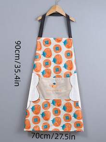 1pc Orange Print Apron, Modern Waterproof Oil-proof Chef Apron For Kitchen, Baking - Orange - View 3