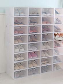 2 piezas transparente zapato almacenamiento simple de plástico plegable Zapatos Caja para - transparente - Ver 6