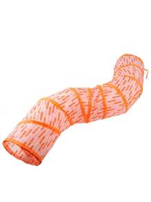 1pc Letter Graphic Foldable Cat Tunnel For Cat For Play - Orange - View 3
