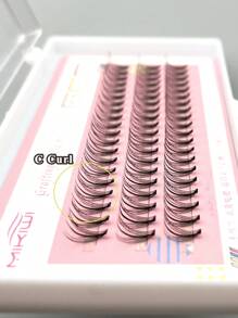漫畫睫毛,1盒10mm三明治單個睫毛 - 米色 - 查看 2
