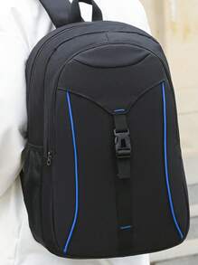 15英寸防水中等電腦雙肩包插扣裝飾適用於學校,書包適合旅行,大學,學校休閒後背包電腦雙肩包通勤輕便 - 藍色 - 查看 2