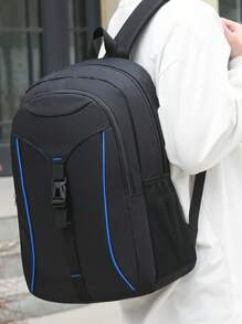15英寸防水中等電腦雙肩包插扣裝飾適用於學校,書包適合旅行,大學,學校休閒後背包電腦雙肩包通勤輕便 - 藍色 - 查看 3