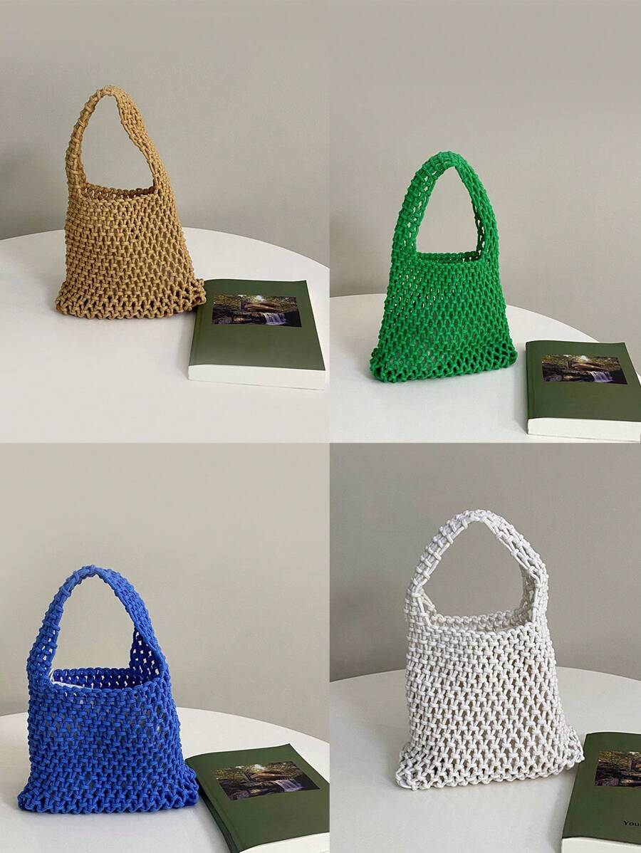 鏤空設計鉤針編織袋紫色適用於度假 - 紫色 - 查看 1