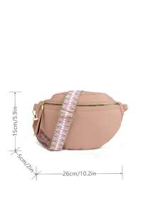 Litchi Embossed Bum Bag Dusty Pink Adjustable Strap - Pink - View 3