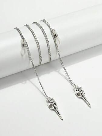 1 pieza Cadena para gafas unisex con decoración de calavera de cuervo de moda para la vida diaria, accesorio para gafas de mujer