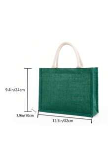 Small Shoulder Tote Bag Green Double Handle For Daily - Green - View 3