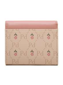 花卉圖案小錢包金屬裝飾信用卡夾日常 - 粉色 - 查看 2
