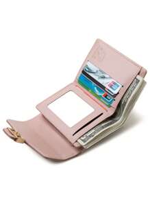 花卉圖案小錢包金屬裝飾信用卡夾日常 - 粉色 - 查看 3