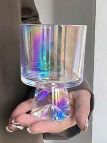 1pc Holographic Clear Cup, Modern Glass Water Cup For Home - Multicolor - View 1
