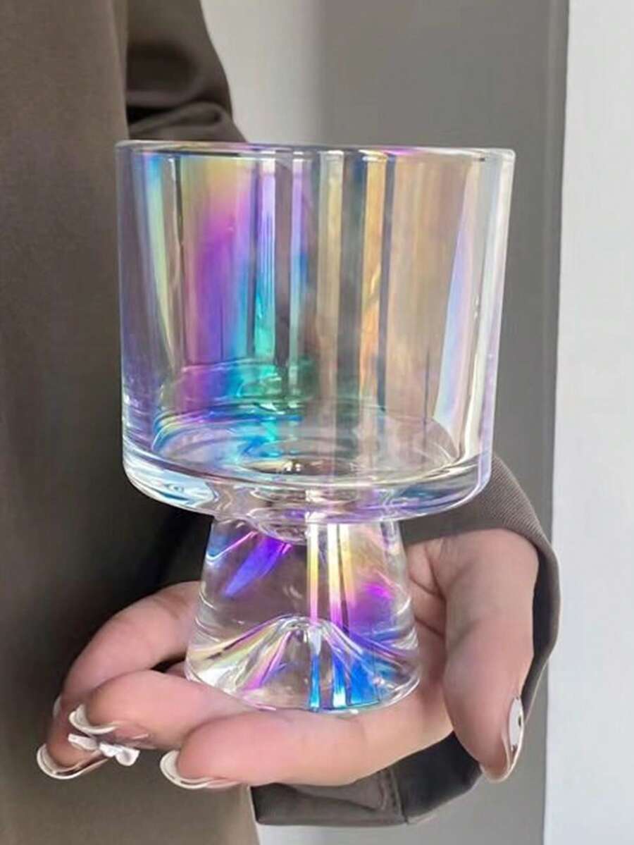 1pc Holographic Clear Cup, Modern Glass Water Cup For Home - Multicolor - View 1