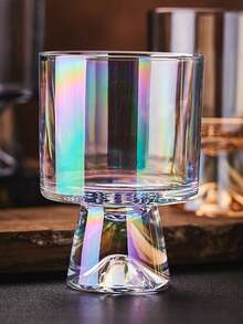 1pc Holographic Clear Cup, Modern Glass Water Cup For Home - Multicolor - View 4
