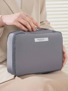 多功能化妆包套装，大容量，防水，记忆面料，适用于化妆品、洗漱用品收纳，化妆包/化妆袋/护肤包/洗漱包/收纳袋，旅行必备，邮轮必备，宿舍必备，婚礼伴娘礼物，妈妈礼物，生日礼物，送给朋友和老师的礼物，家居装饰，浴室客厅卧室装饰，浴室收纳，珠宝收纳，唇油收纳，指甲油收纳，化妆包收纳，化妆包，化妆盒，送给女性的礼物，圣诞礼物，女性送礼佳品 - 灰色 - 查看 2