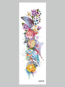 1張花朵圖案紋身貼紙 - 彩色 - 查看 4