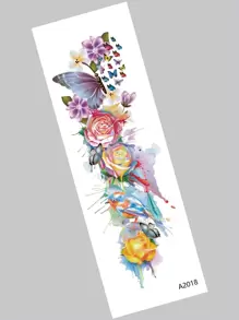 1張花朵圖案紋身貼紙 - 彩色 - 查看 5