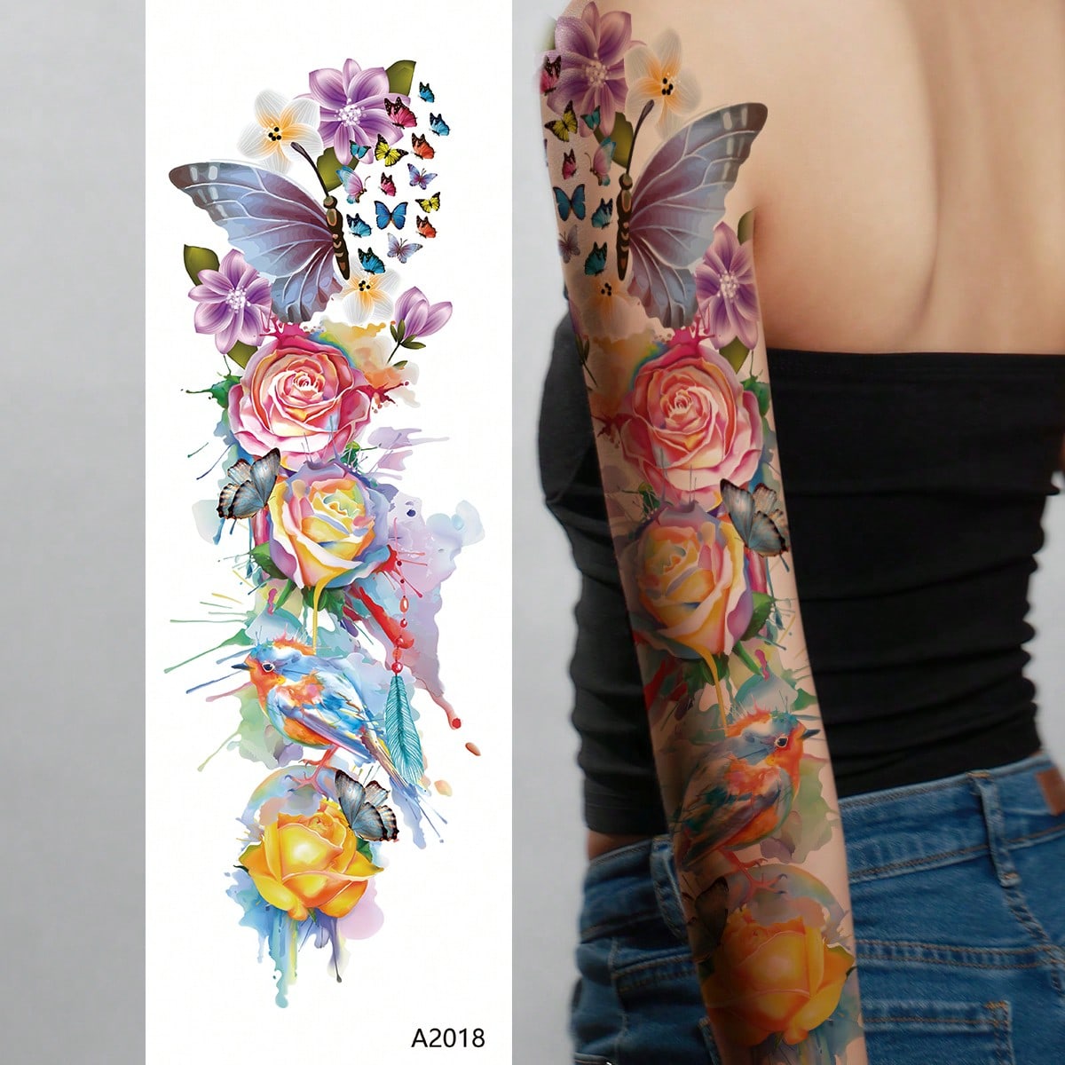 1sheet Flower Pattern Tattoo Sticker