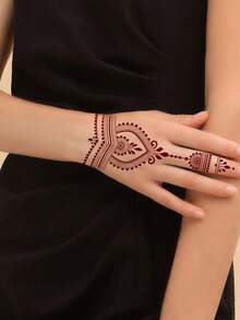 4 tờ Hình xăm hoa văn Sticker - màu nâu - Xem 2