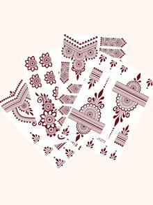 4 tờ Hình xăm hoa văn Sticker - màu nâu - Xem 4