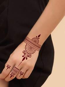 4 tờ Hình xăm hoa văn Sticker - màu nâu - Xem 5
