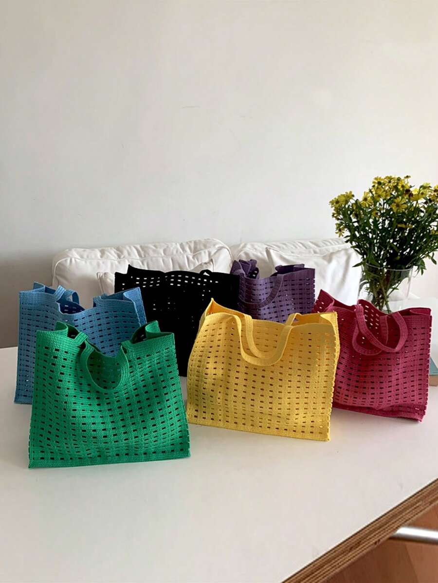 Minimalist Crochet Bag - Black - View 1