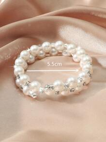 1入流蘇裝飾假珍珠手鍊,女士日常裝飾品 - 銀色 - 查看 4