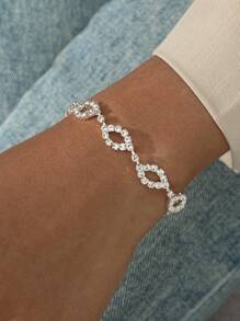 1 vòng tay duyên dáng đính đá trang trí cho phụ nữ hàng ngày - Bạc - Xem 1
