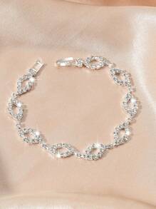 1 vòng tay duyên dáng đính đá trang trí cho phụ nữ hàng ngày - Bạc - Xem 2