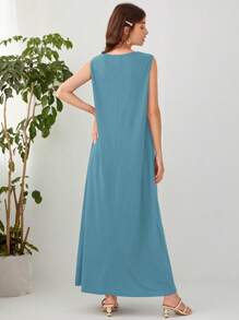 Mulvari Solid Maxi Tank Dress - Dusty Blue - View 2