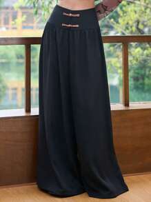 DAZY Solid Wide Leg Trousers - Black - View 2