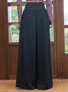 DAZY Solid Wide Leg Trousers - Black - View 3