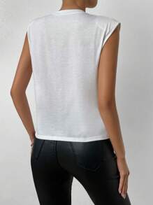 SHEIN Privé Top tank con cuenta de perla - Blanco - Ver 2