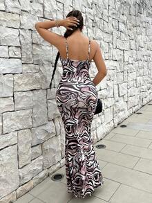 SHEIN SXY Allover Print Mermaid Hem Cami Dress - Multicolor - View 2