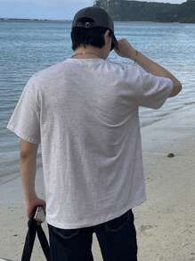 DAZY 男士兔子印花T恤 - 淺灰色 - 查看 2