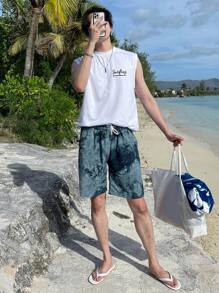 DAZY Men Tie Dye Drawstring Waist Shorts - Multicolor - View 6