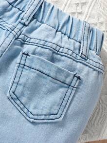 Baby Floral Print Straight Leg Jeans - Light Wash - View 6