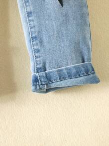 Toddler Boys Star & Letter Graphic Ripped Frayed Straight Leg Jeans - Light Wash - View 6