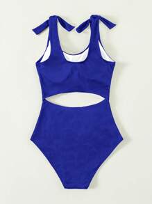 Cut Out One Piece Swimsuit, For Summer Beach Vacation - Royal Blue - View 2