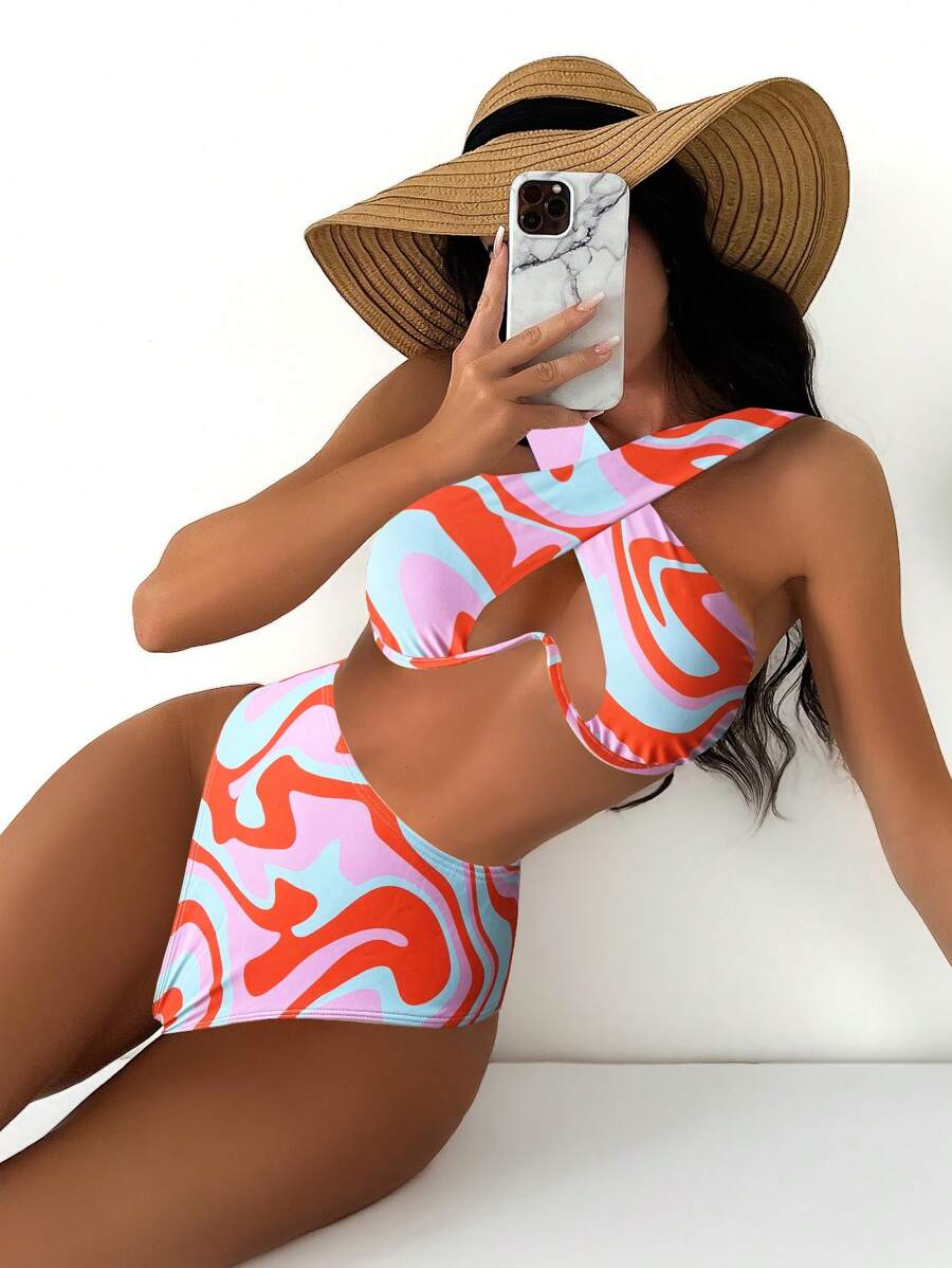 Bộ Bikini Nữ Hội Chữ thập Tất cả trên in - Nhiều màu - Xem 1