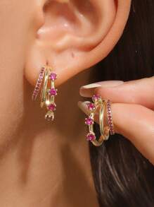2pcs Rhinestone Decor Ear Cuff - Yellow Gold - View 5